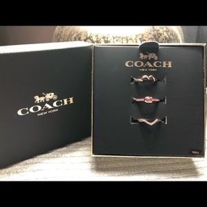 NWT Coach Rose Gold 3 Piece Layering Heart Ring